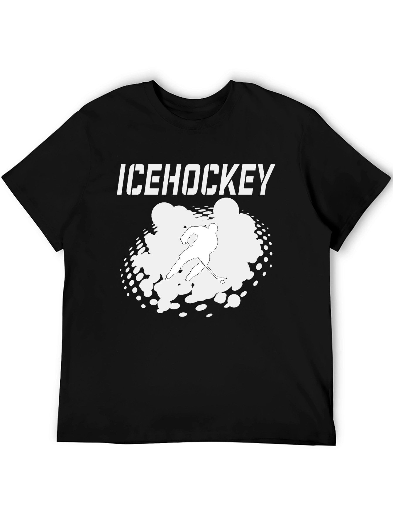 Ice Hockey Graphic Tee - Black Cotton T-Shirt