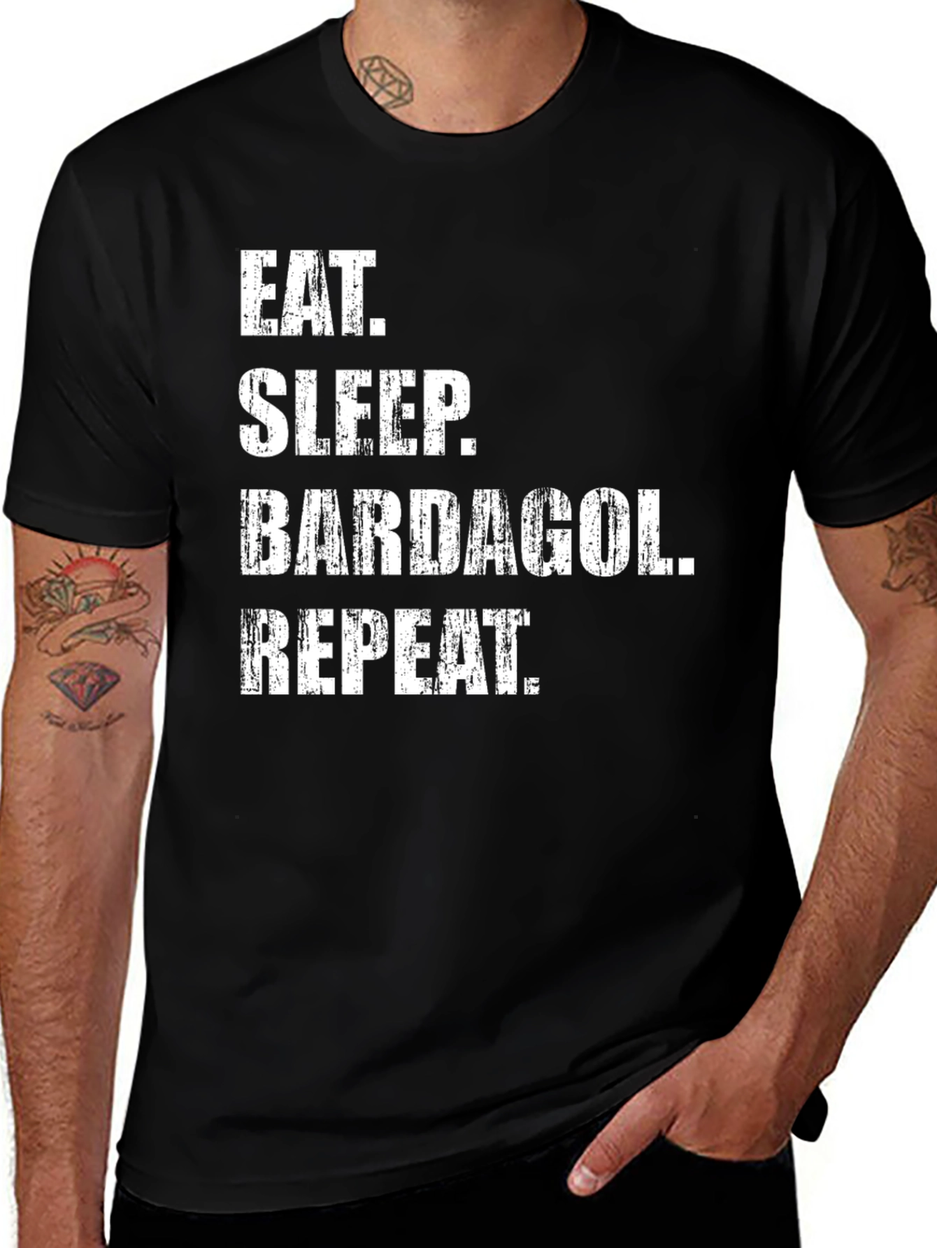 Eat Sleep Bardagol Repeat Black Graphic Tee
