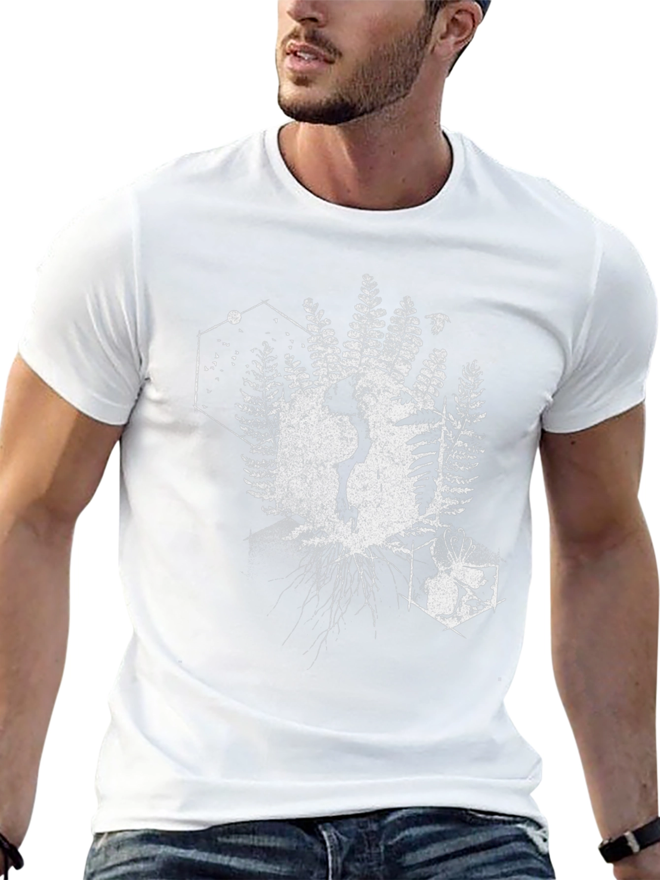 Geometric Nature T-Shirt - Black Cotton Tee