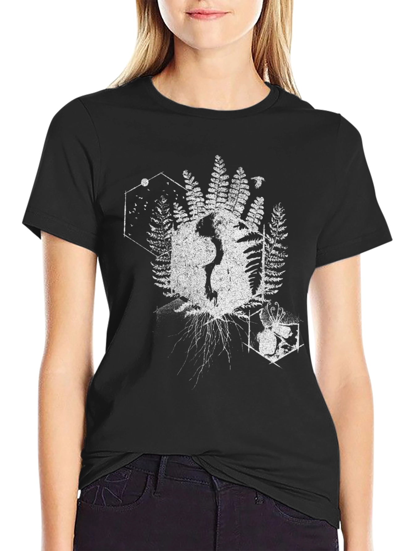Geometric Nature T-Shirt - Black Cotton Tee
