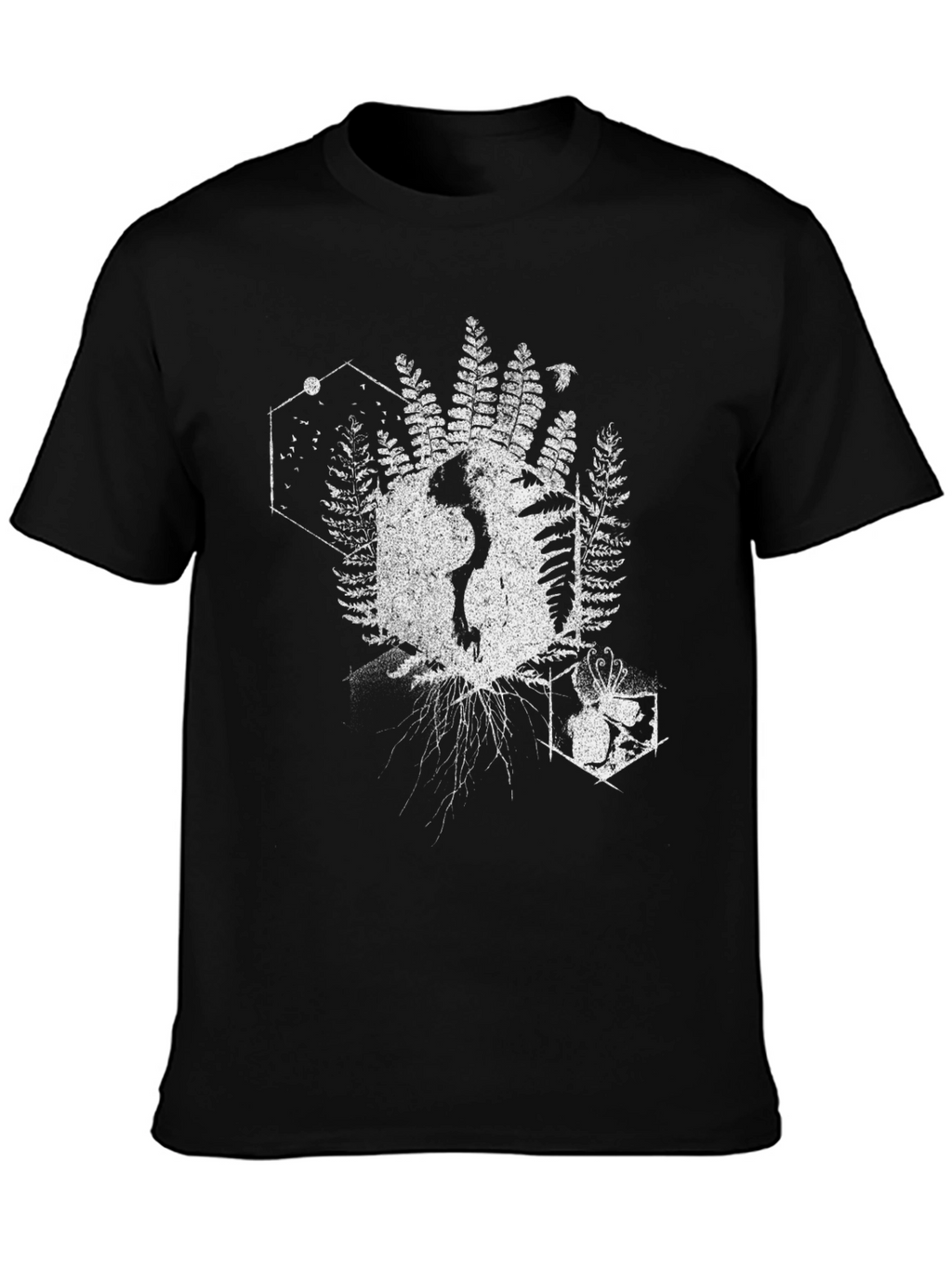 Geometric Nature T-Shirt - Black Cotton Tee