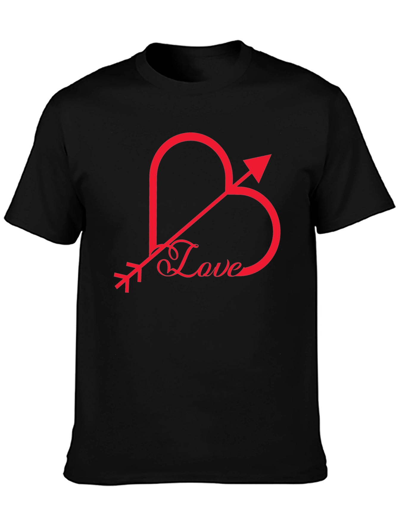 Love Heart Arrow Graphic Tee - Black