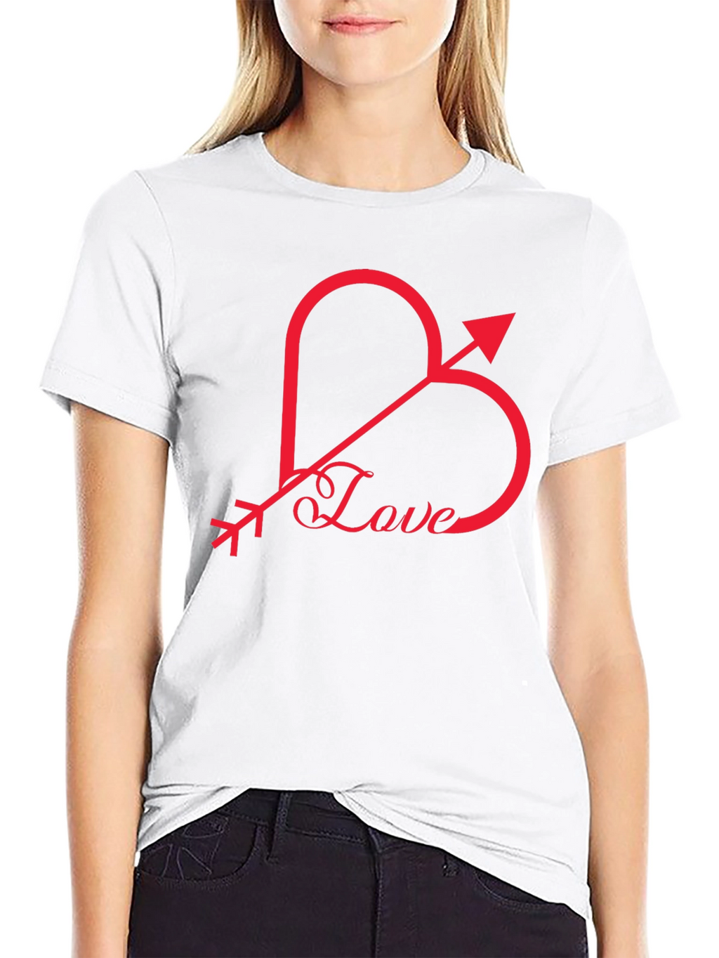 Love Heart Arrow Graphic Tee - Black