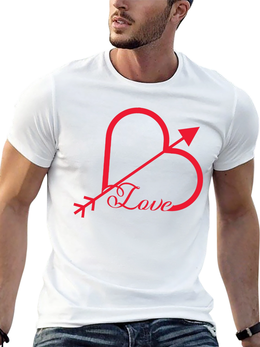 Love Heart Arrow Graphic Tee - Black
