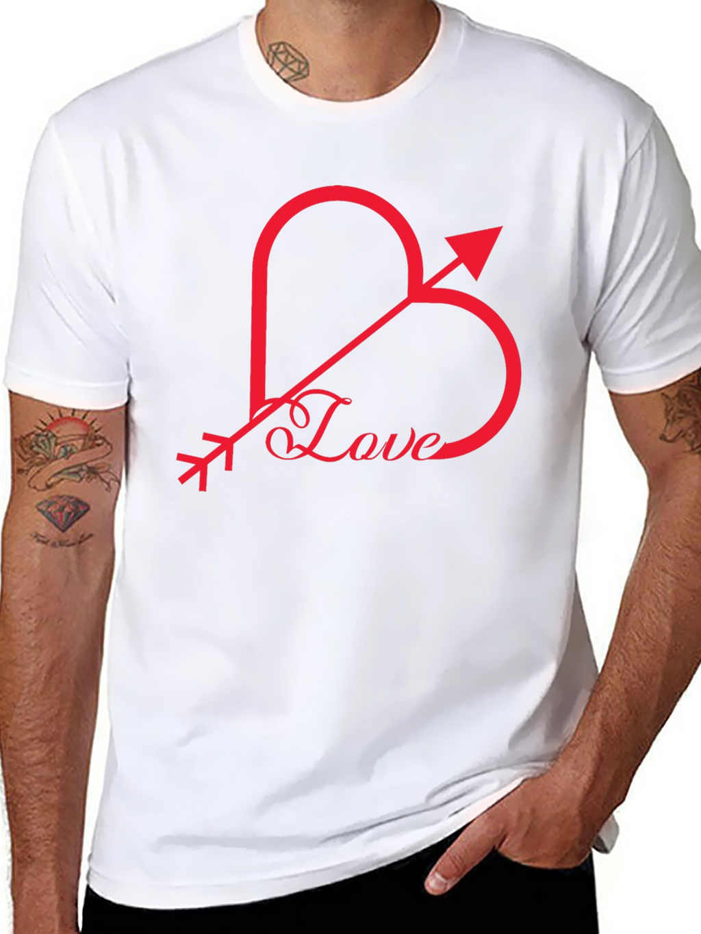 Love Heart Arrow Graphic Tee - Black