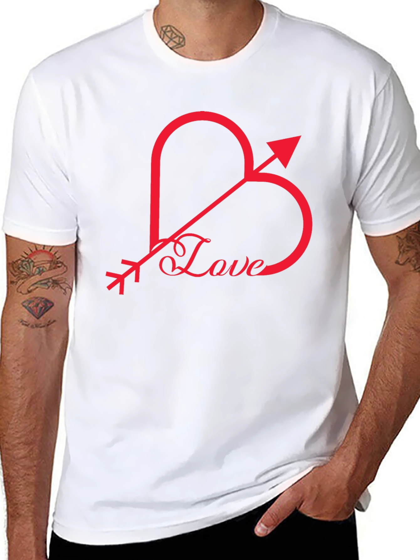 Love Heart Arrow Graphic Tee - Black
