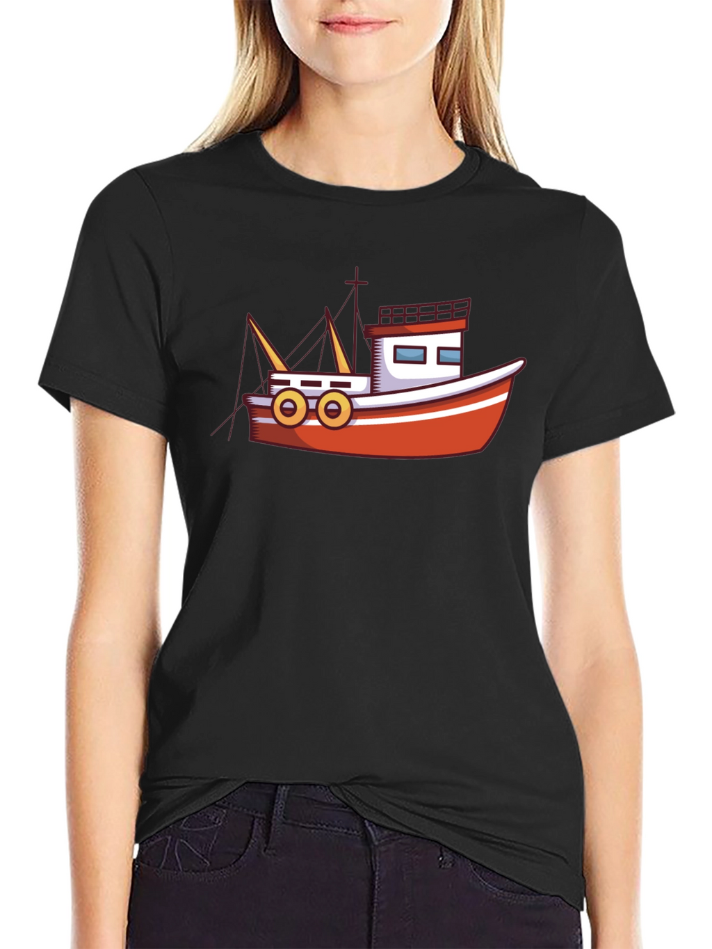 Boat Graphic Black T-Shirt