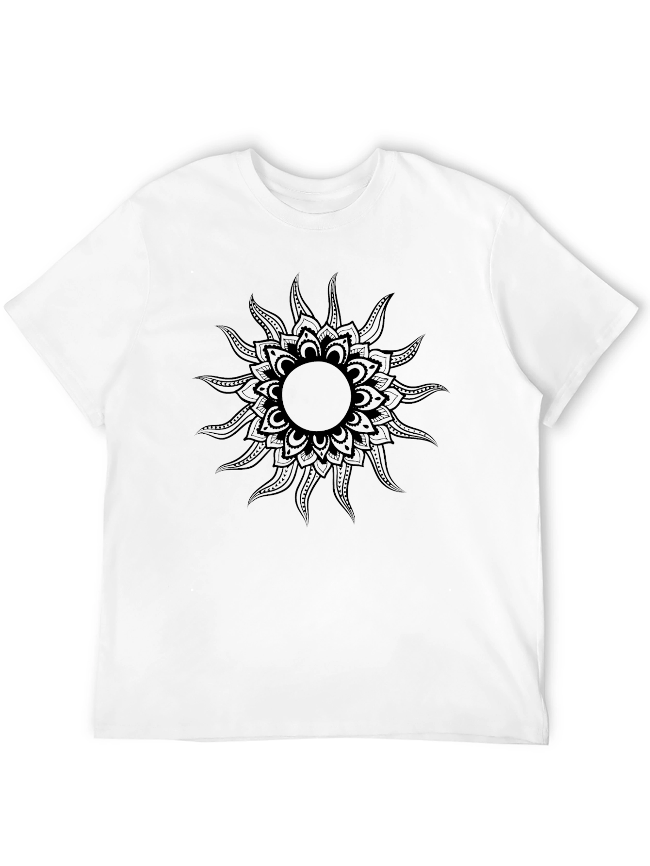 Black Sun Mandala Graphic Tee - Stylish Mens T-Shirt