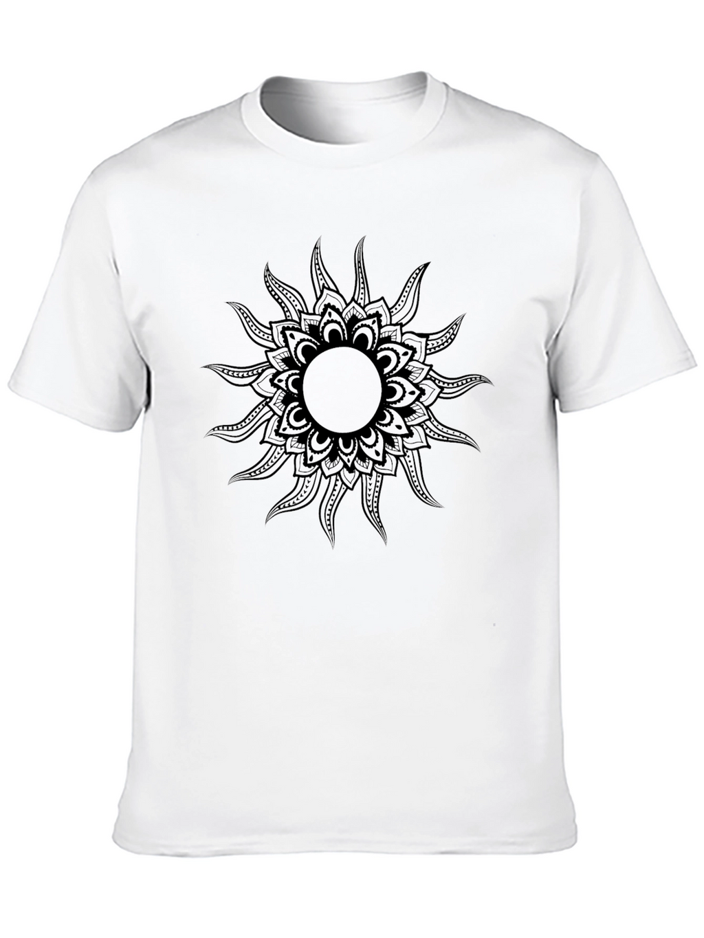Black Sun Mandala Graphic Tee - Stylish Mens T-Shirt