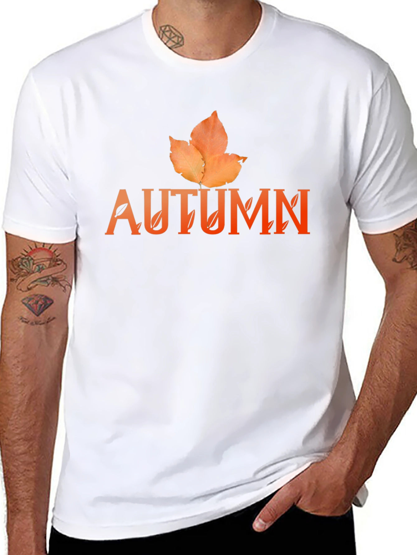 Autumn Leaf Graphic Black T-Shirt