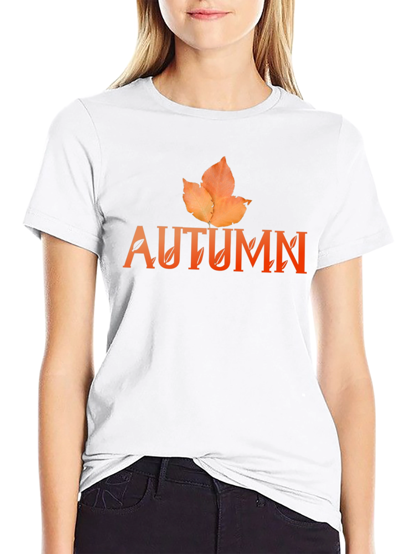 Autumn Leaf Graphic Black T-Shirt