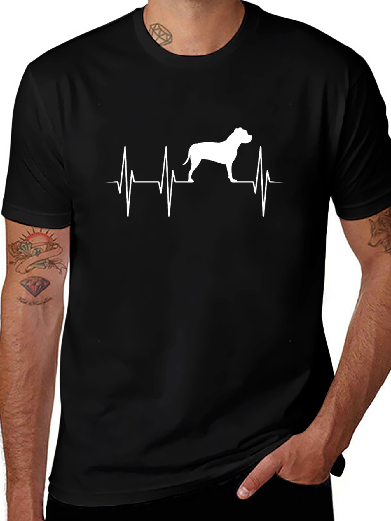Pitbull Heartbeat T-Shirt - Dog Lover Tee