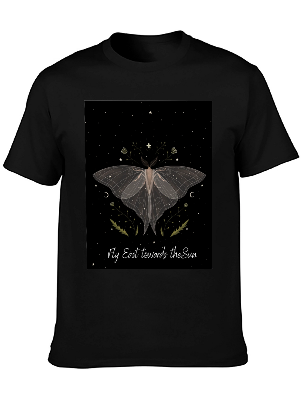 Moth Graphic Tee - Fly East Towards The Sun