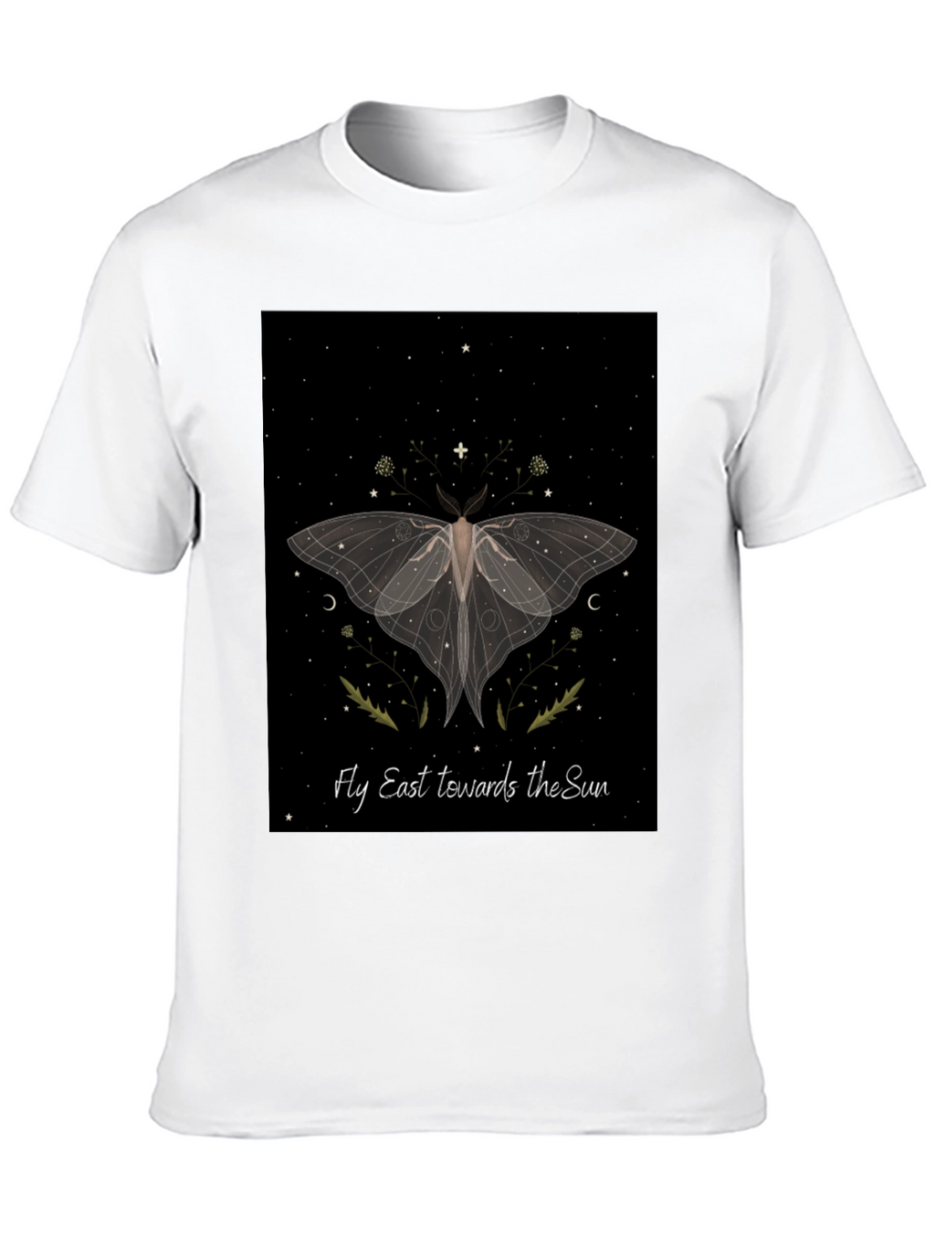 Moth Graphic Tee - Fly East Towards The Sun