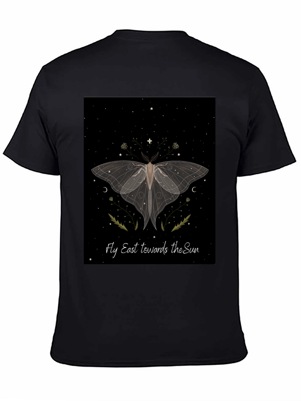 Moth Graphic Tee - Fly East Towards The Sun