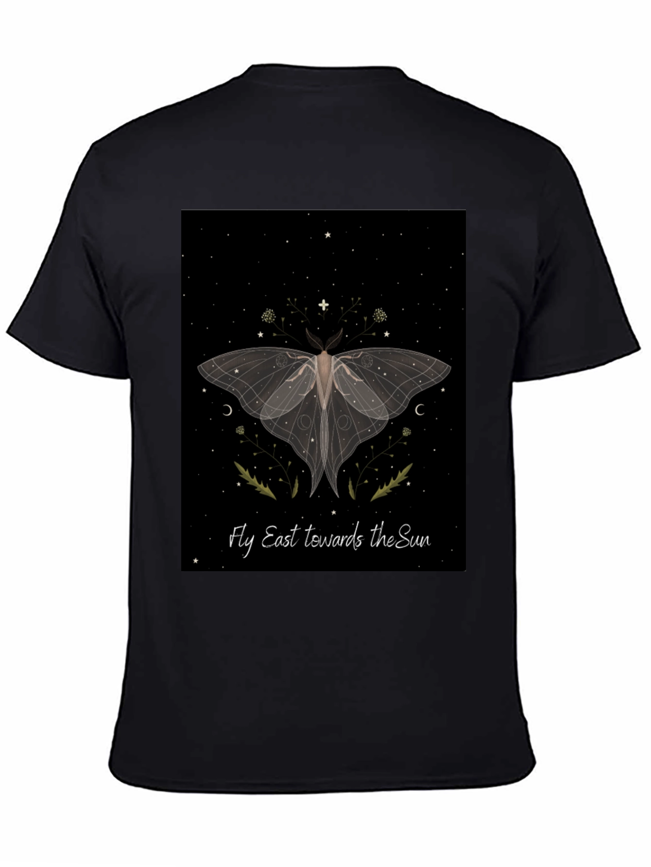 Moth Graphic Tee - Fly East Towards The Sun