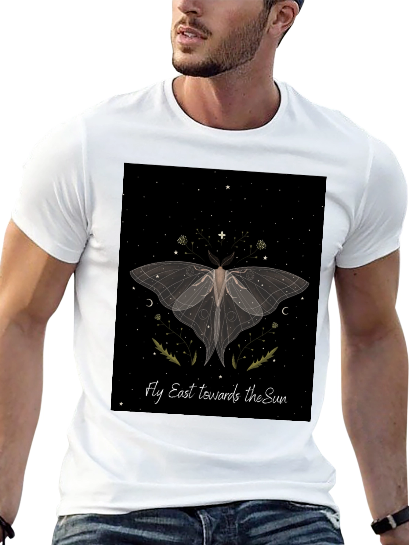 Moth Graphic Tee - Fly East Towards The Sun