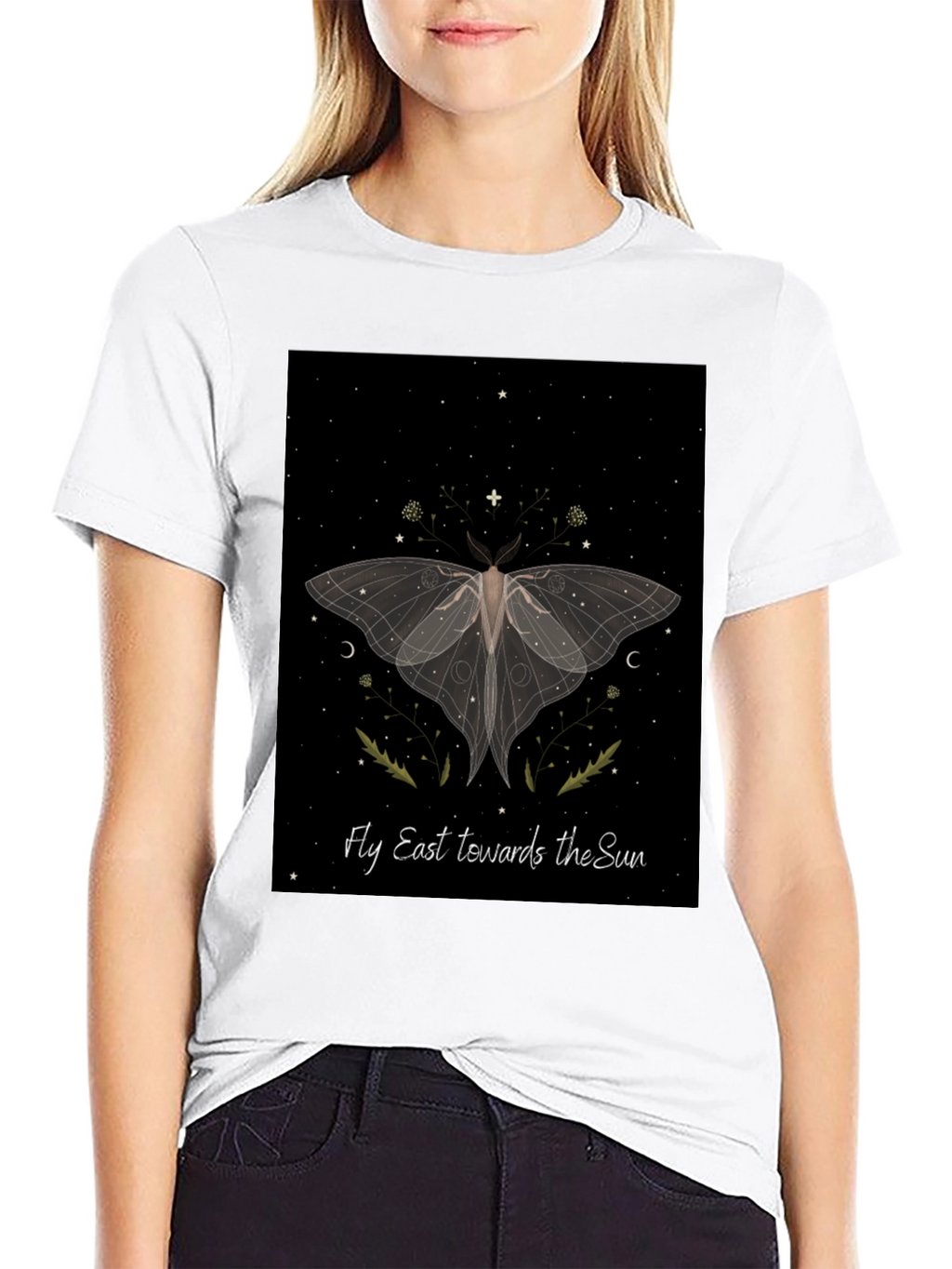 Moth Graphic Tee - Fly East Towards The Sun