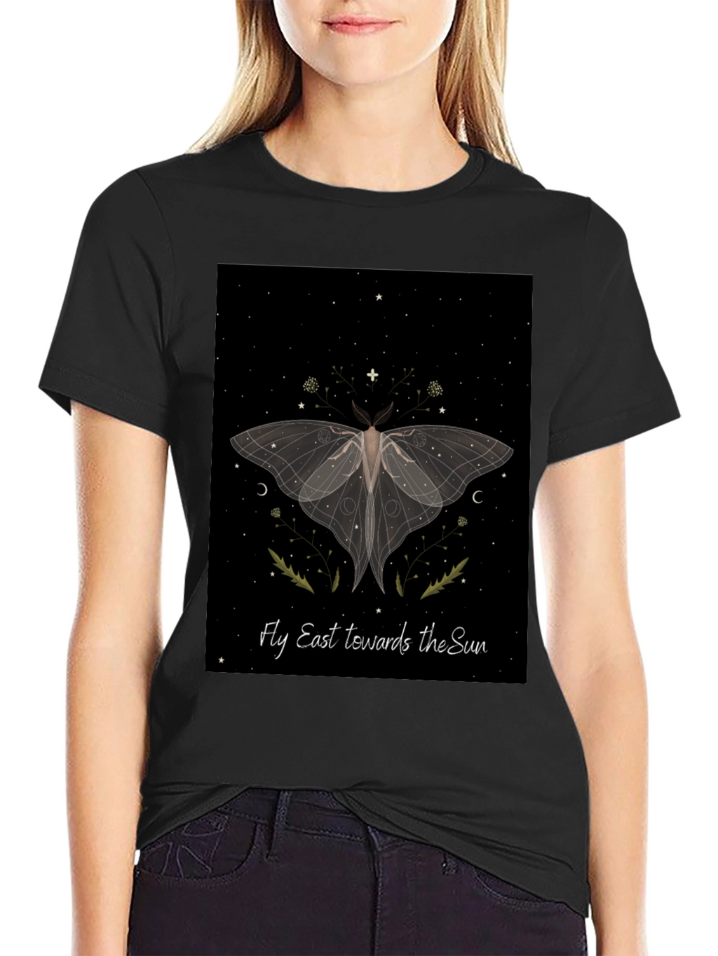 Moth Graphic Tee - Fly East Towards The Sun