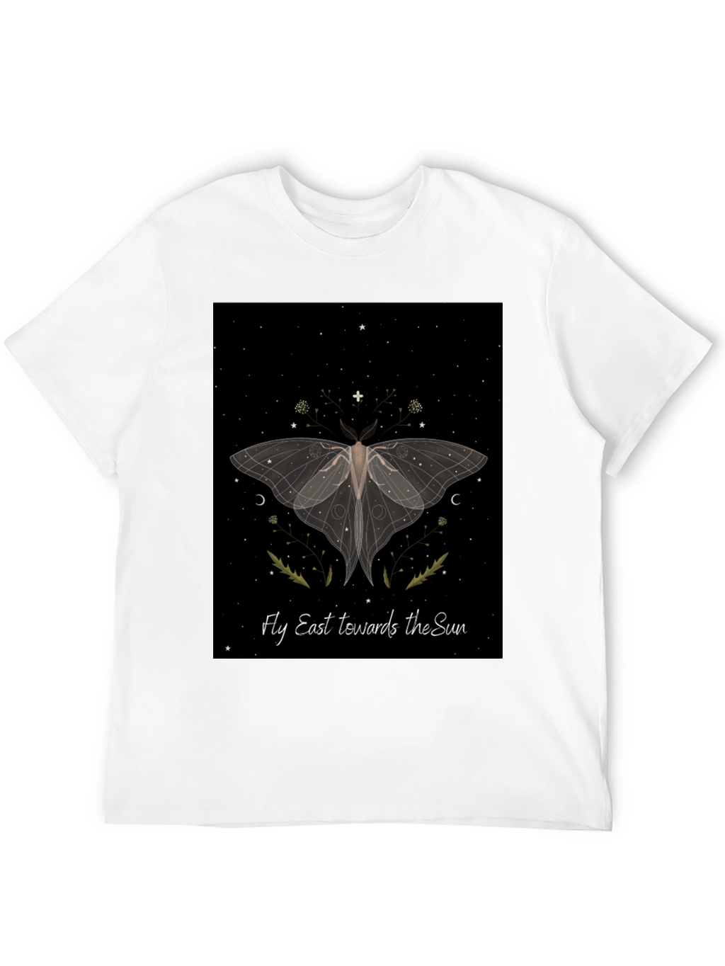 Moth Graphic Tee - Fly East Towards The Sun