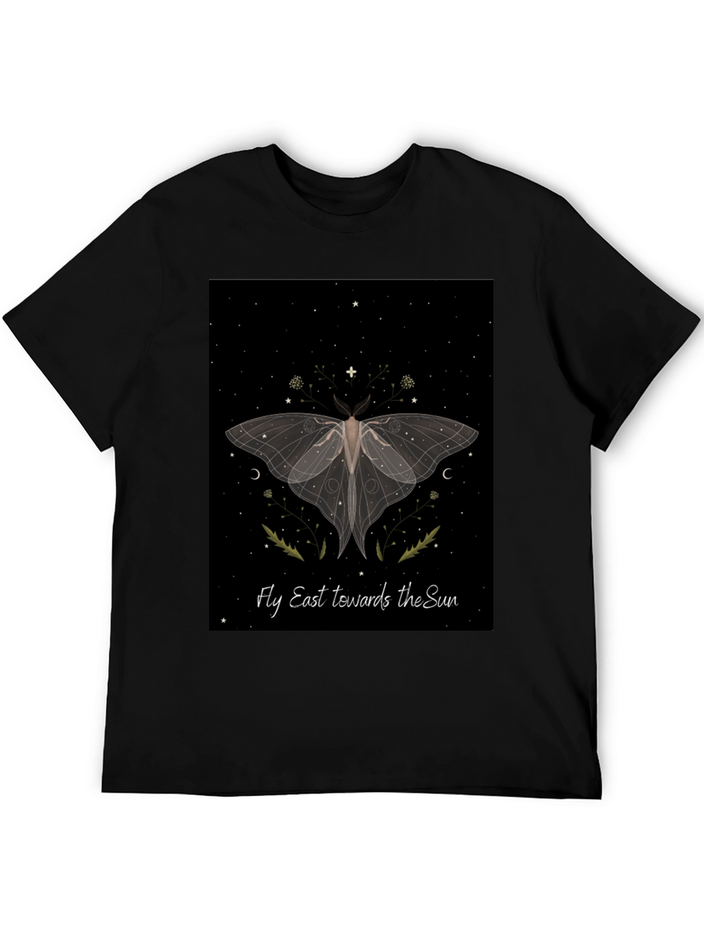 Moth Graphic Tee - Fly East Towards The Sun