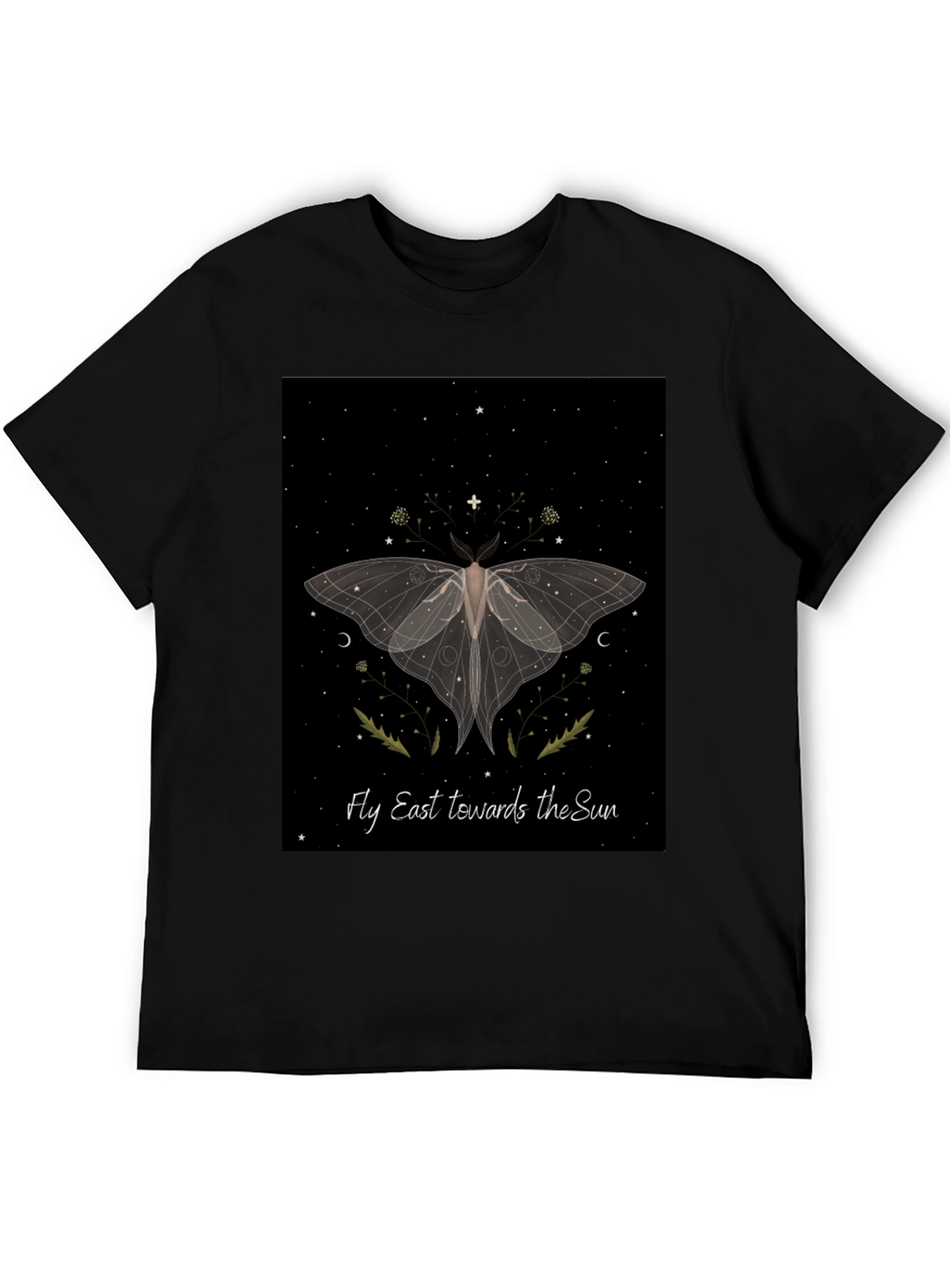 Moth Graphic Tee - Fly East Towards The Sun