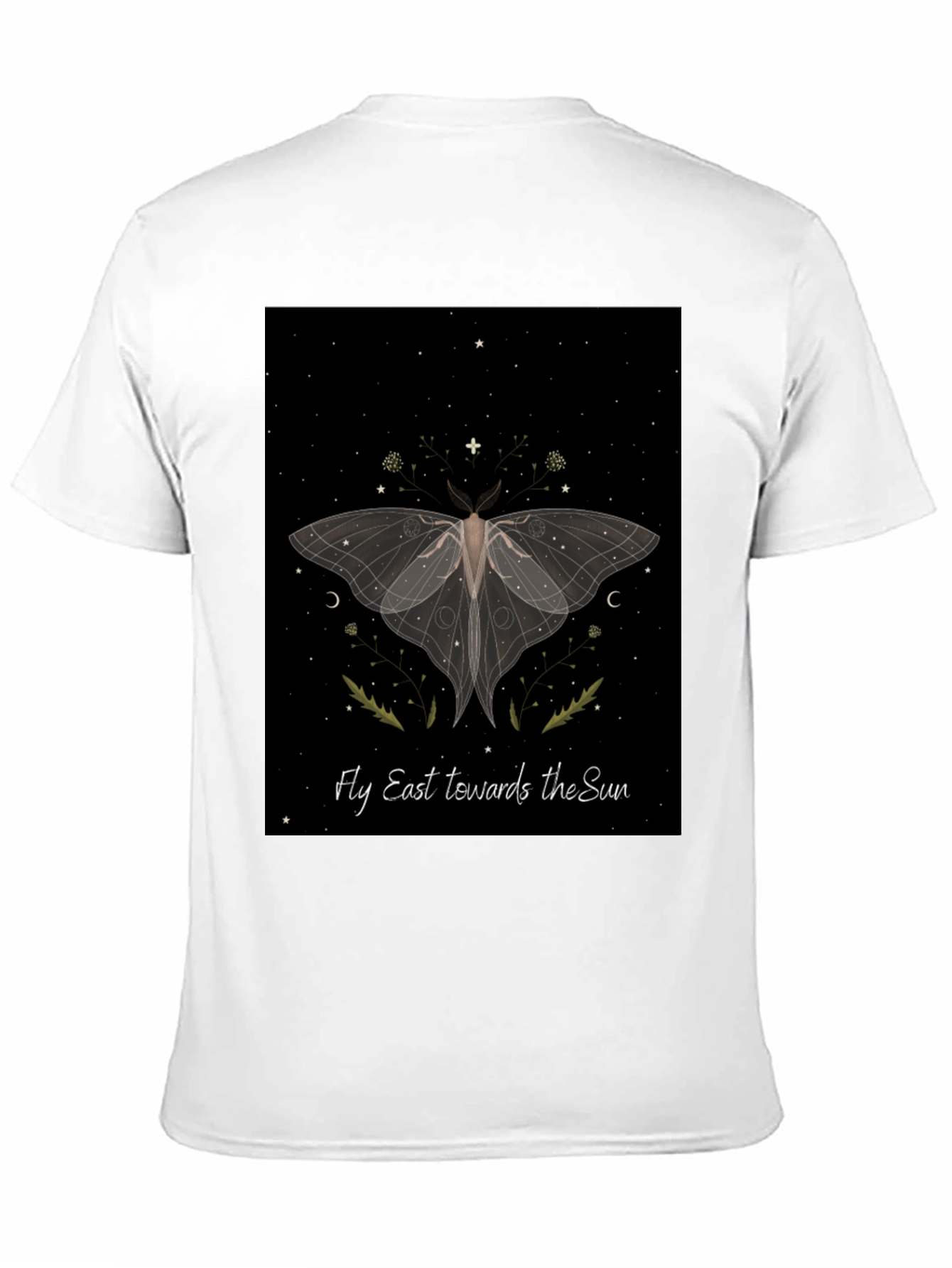 Moth Graphic Tee - Fly East Towards The Sun