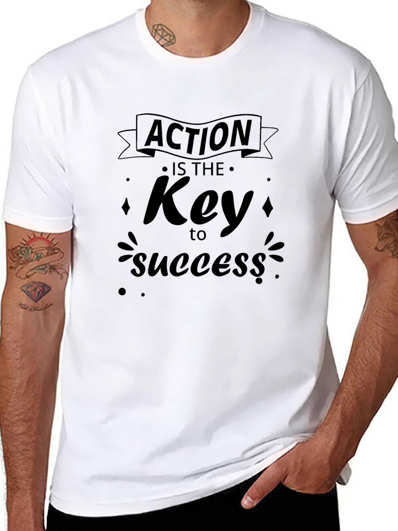 Action is Key to Success Black T-Shirt
