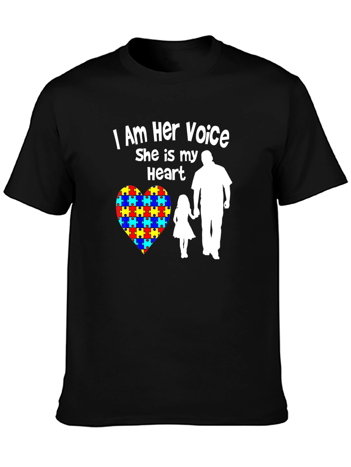 Autism Awareness Heart Tee: I Am Her Voice She is My Heart