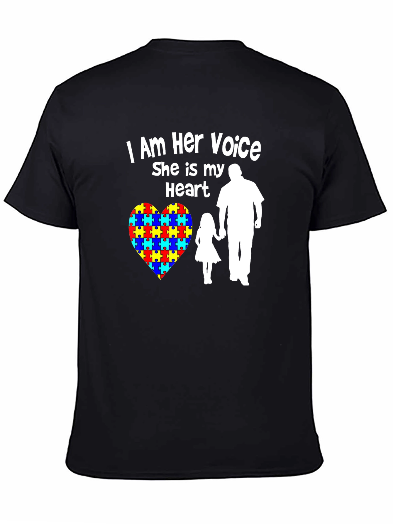 Autism Awareness Heart Tee: I Am Her Voice She is My Heart