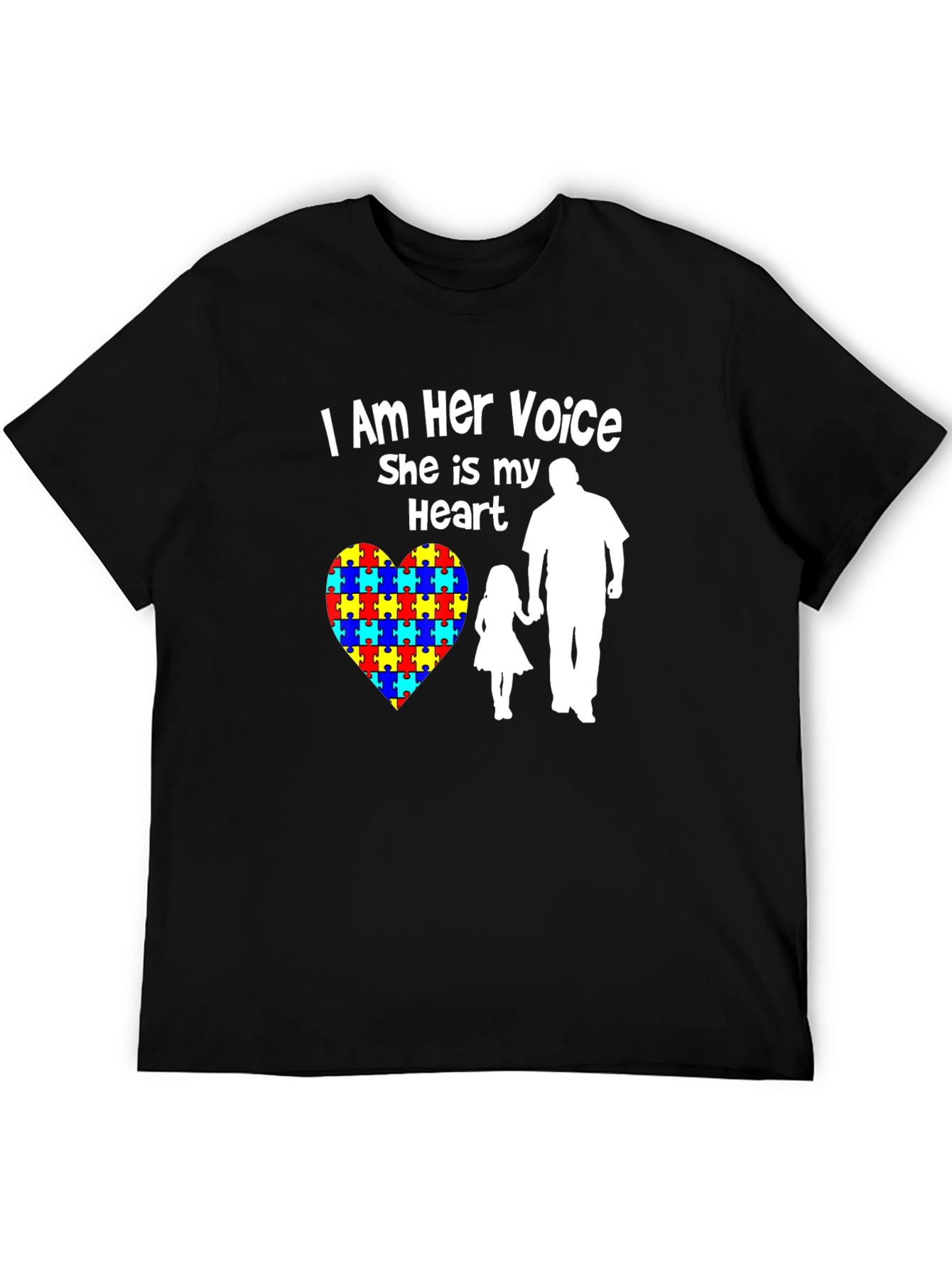 Autism Awareness Heart Tee: I Am Her Voice She is My Heart