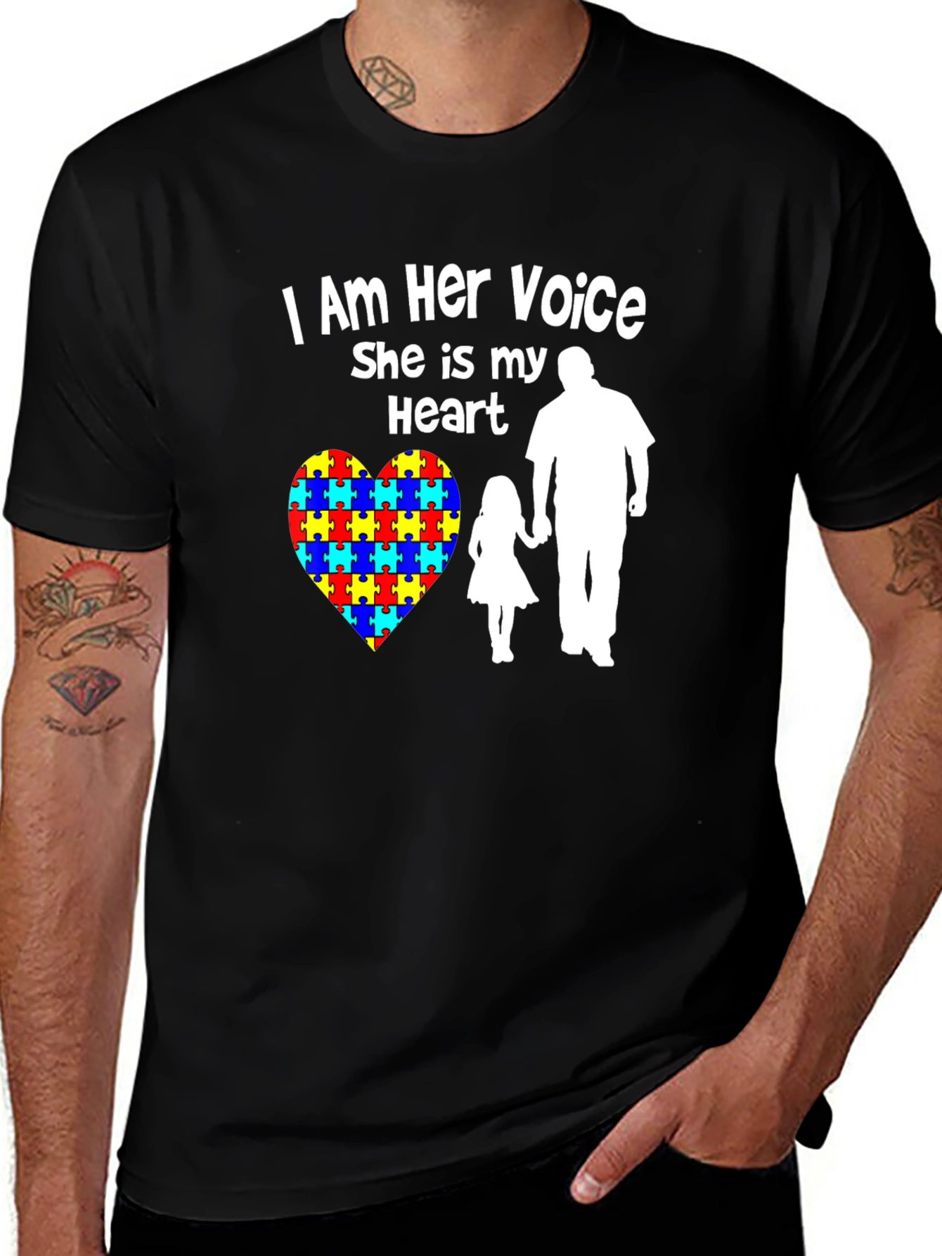 Autism Awareness Heart Tee: I Am Her Voice She is My Heart
