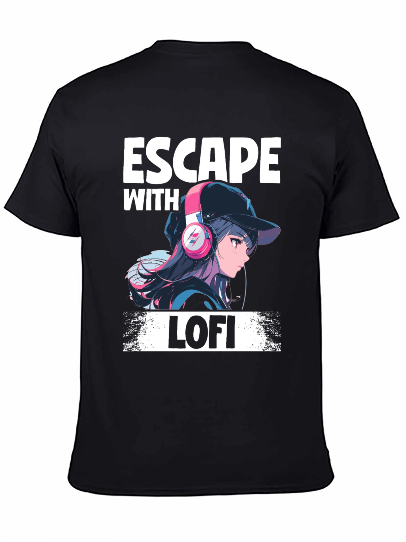 Escape with Lofi T-Shirt - Anime Girl Headphone Design