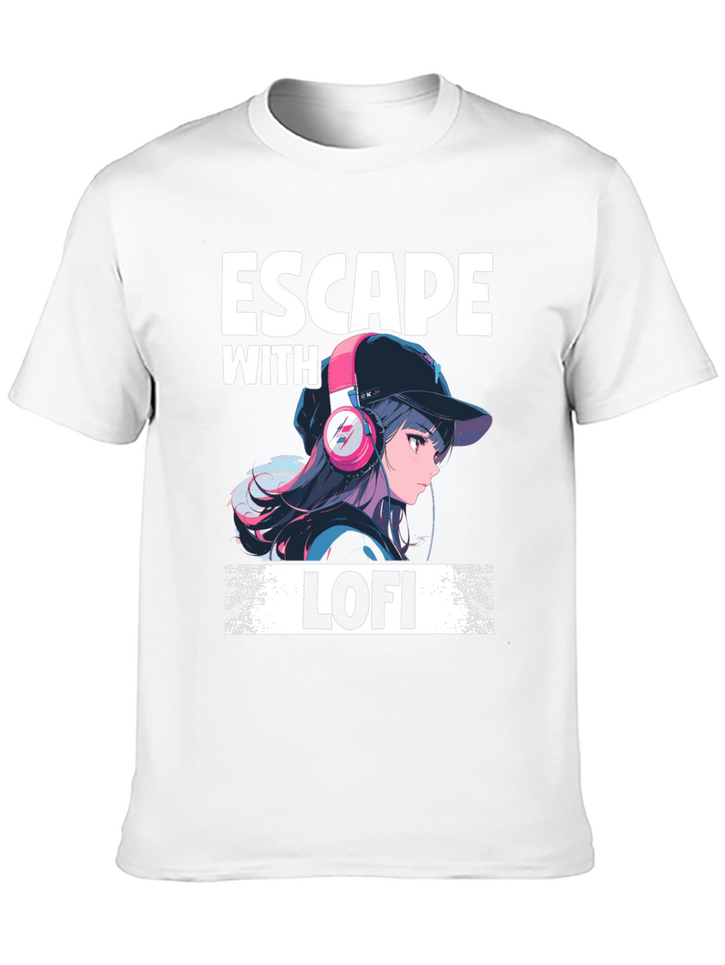 Escape with Lofi T-Shirt - Anime Girl Headphone Design