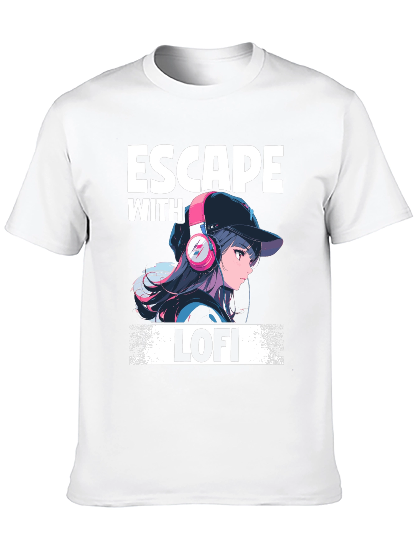 Escape with Lofi T-Shirt - Anime Girl Headphone Design