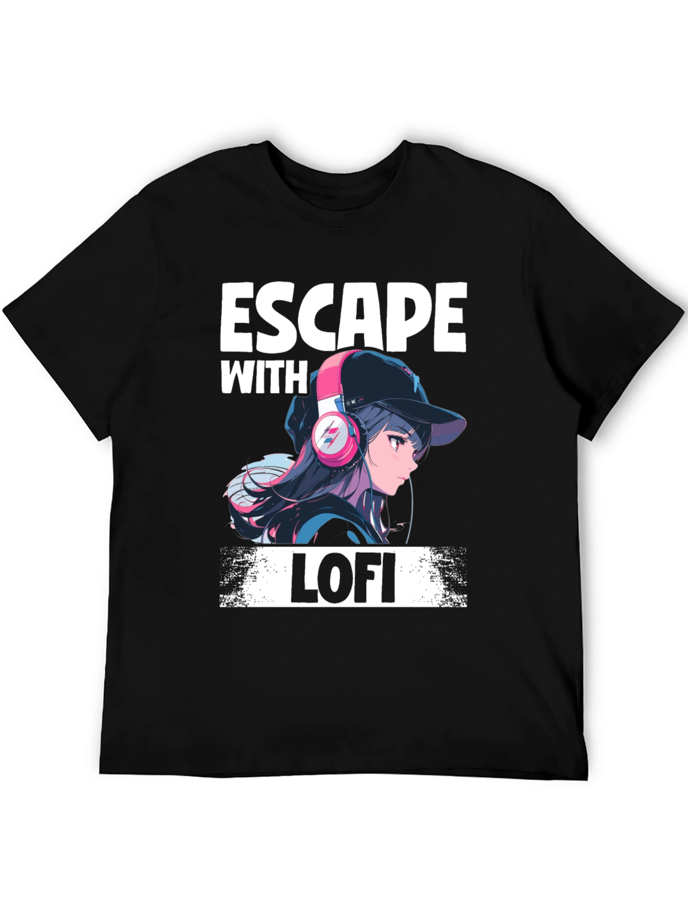 Escape with Lofi T-Shirt - Anime Girl Headphone Design