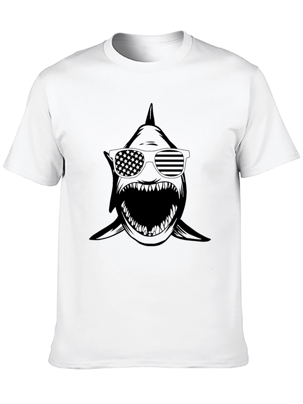 Shark USA Flag Sunglasses Graphic T-Shirt