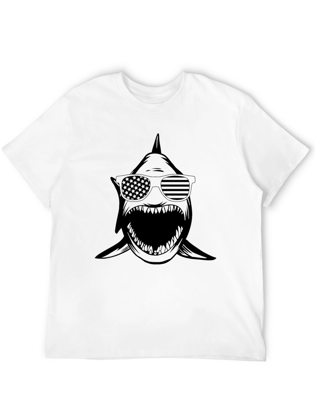 Shark USA Flag Sunglasses Graphic T-Shirt