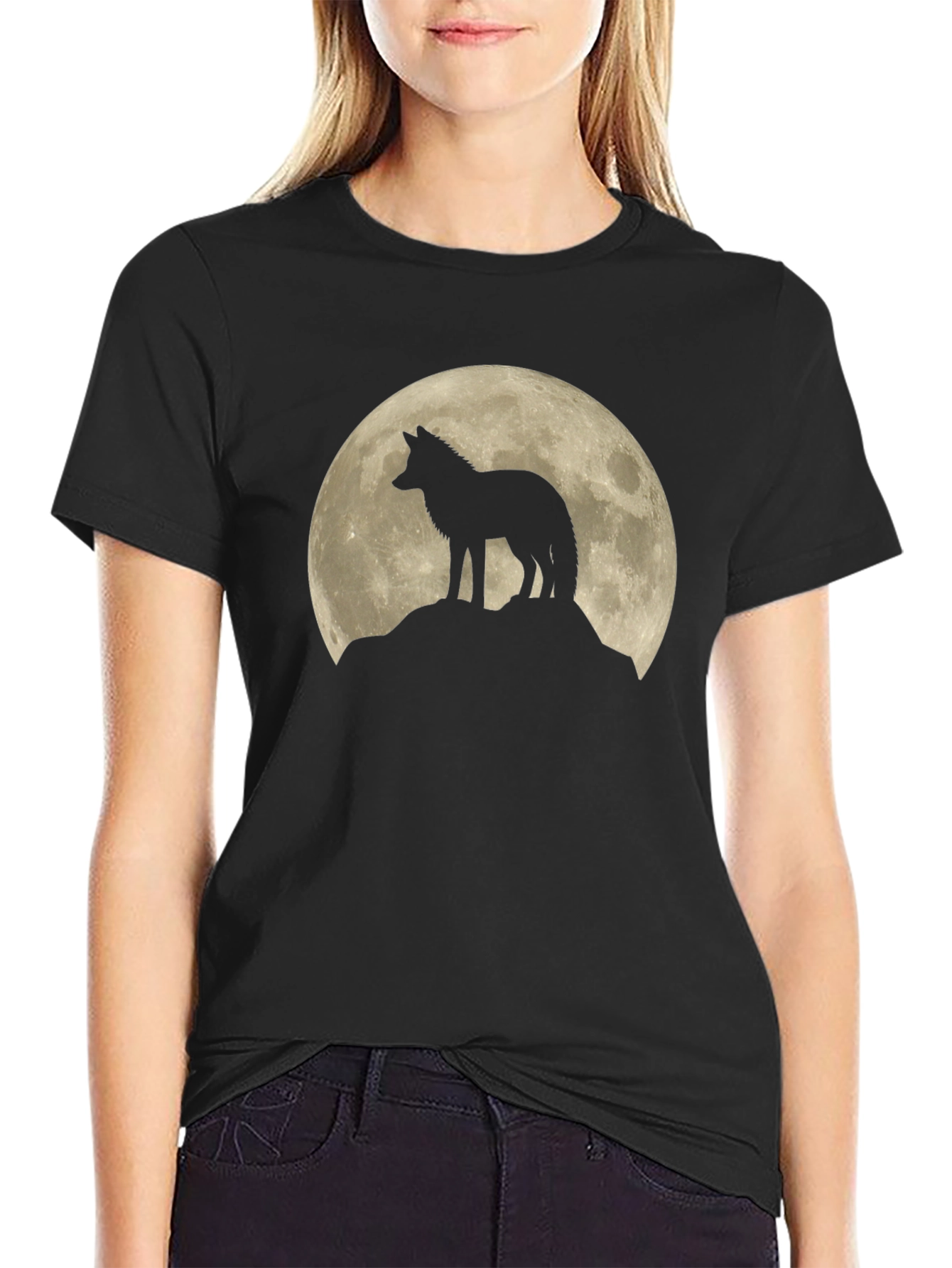 Wolf Moon Black Graphic T-Shirt