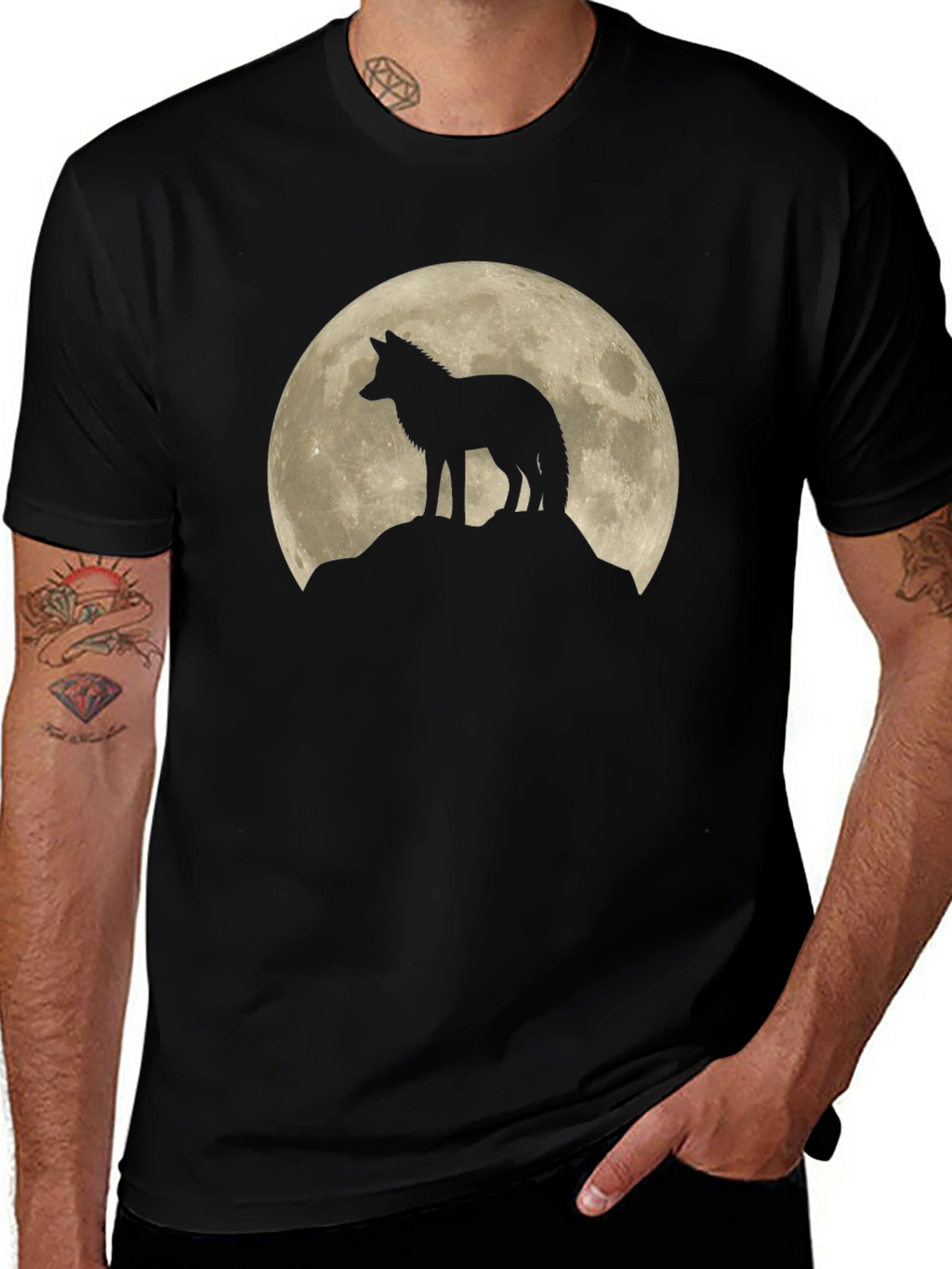 Wolf Moon Black Graphic T-Shirt