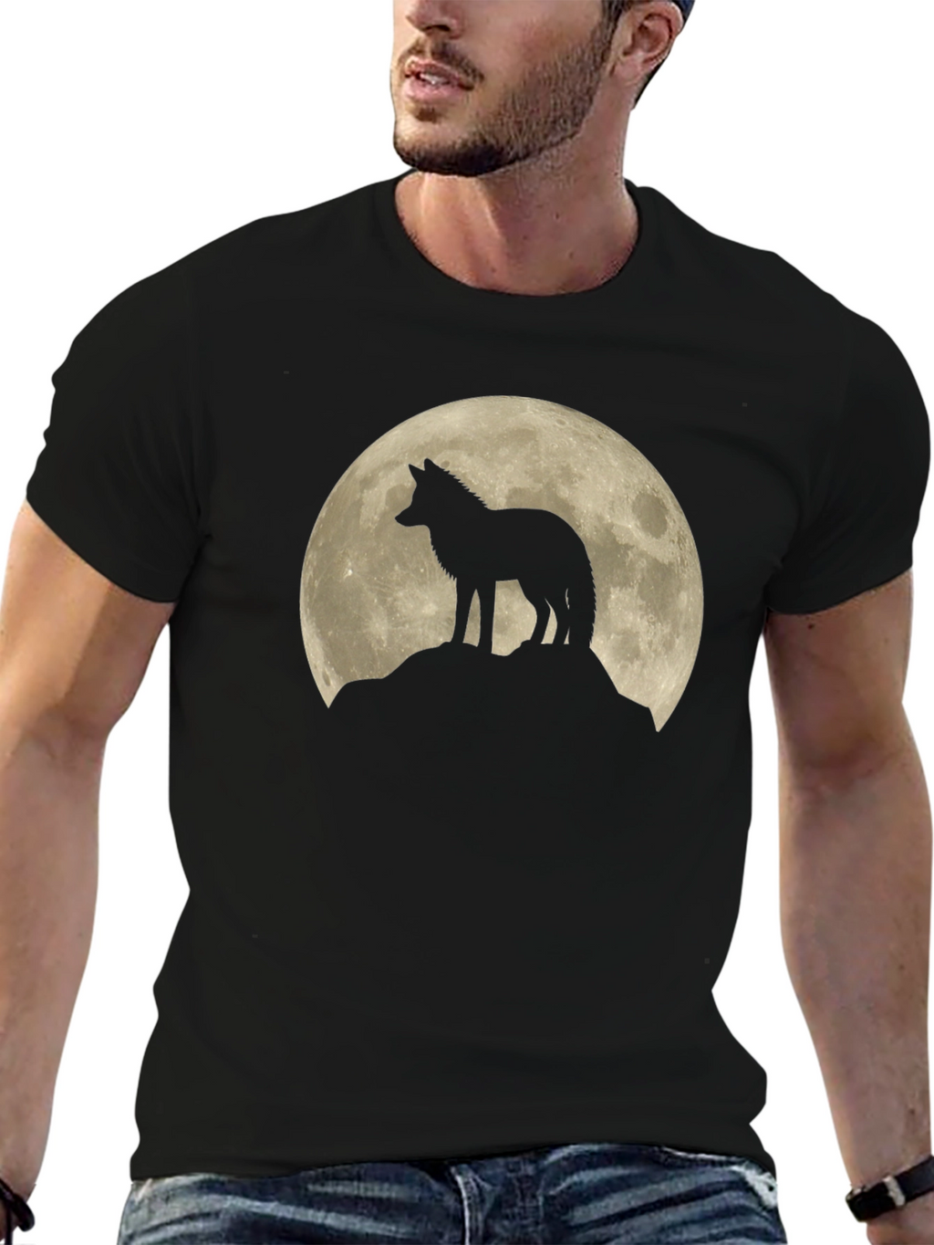 Wolf Moon Black Graphic T-Shirt