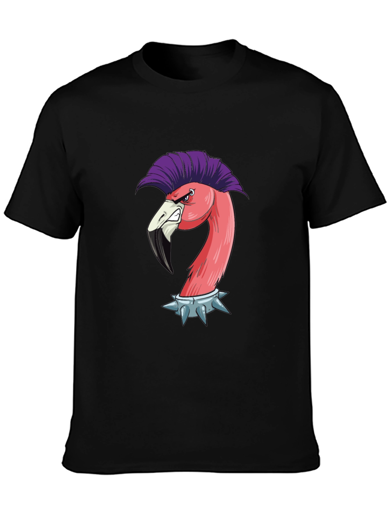 Punk Flamingo Graphic Tee - Edgy Animal Shirt