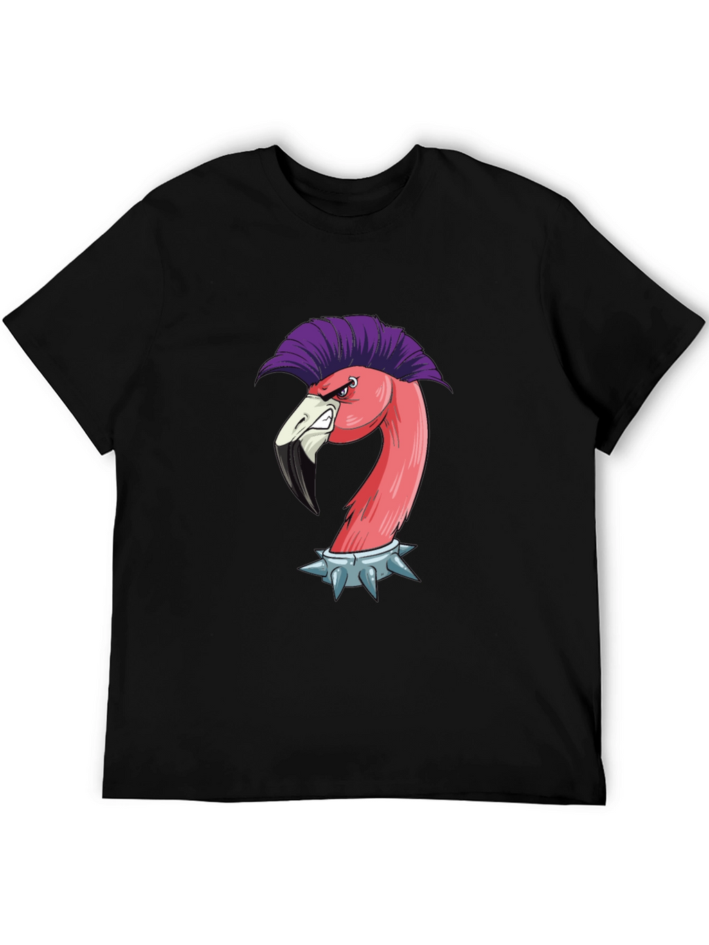 Punk Flamingo Graphic Tee - Edgy Animal Shirt