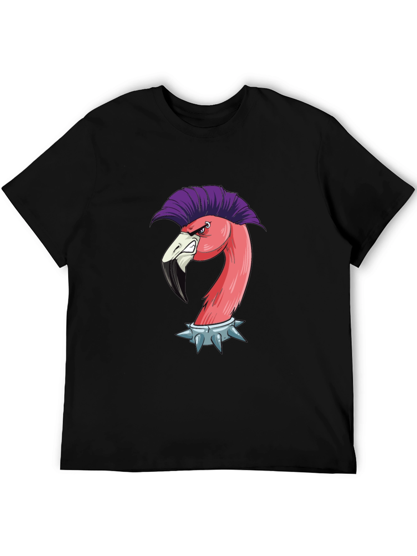 Punk Flamingo Graphic Tee - Edgy Animal Shirt