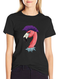 Punk Flamingo Graphic Tee - Edgy Animal Shirt