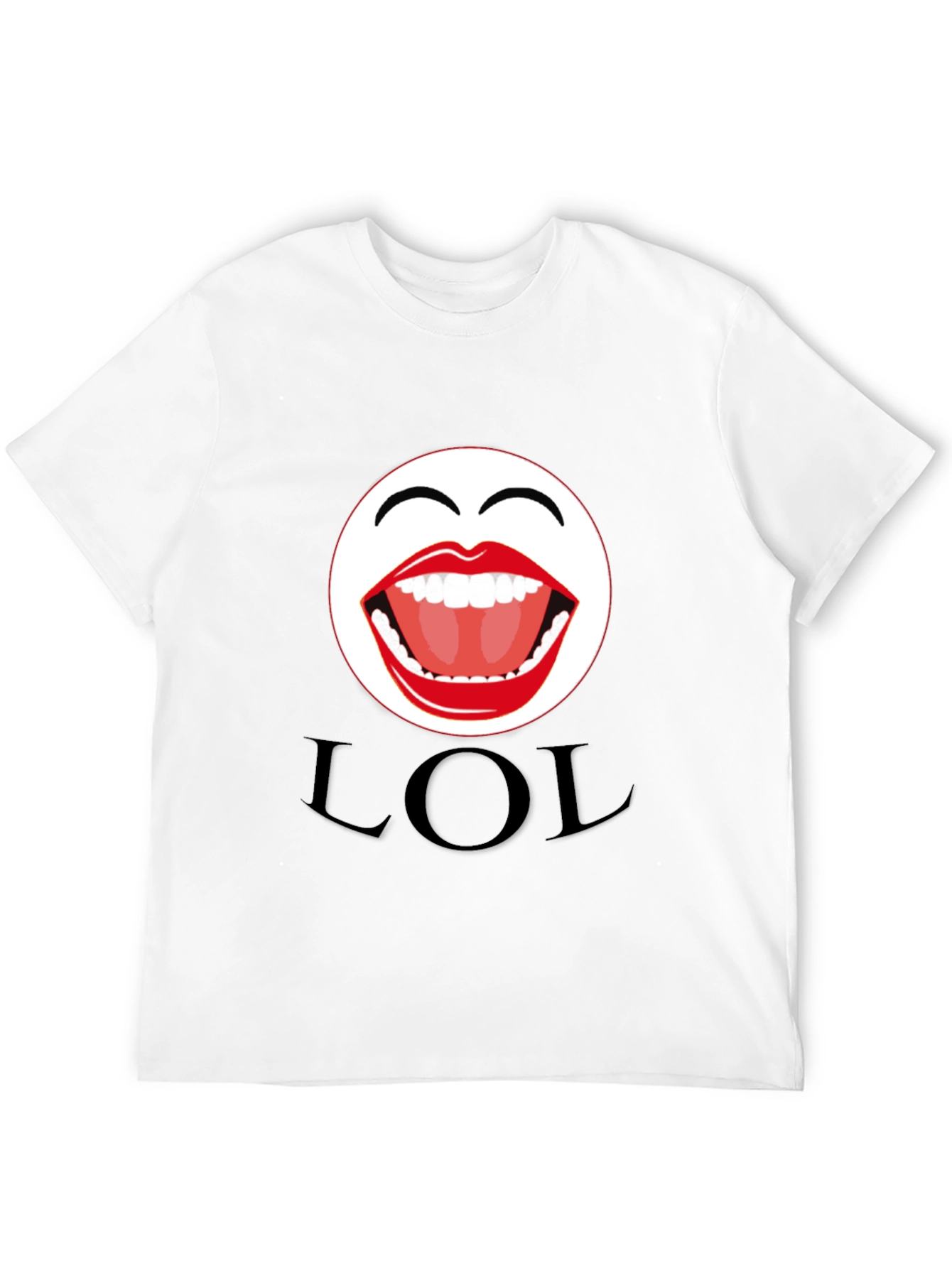 LOL Emoji Graphic Print Black T-Shirt