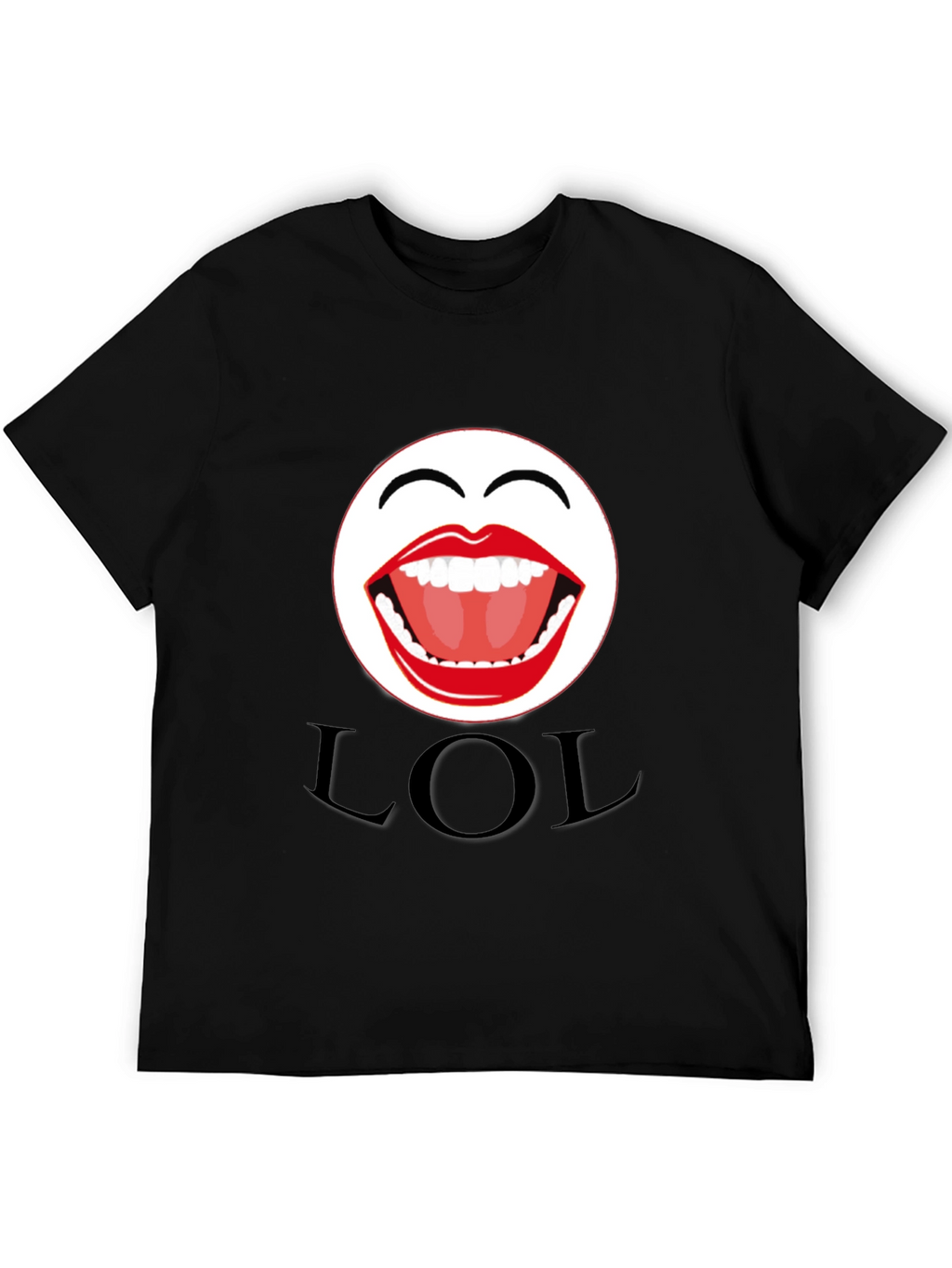 LOL Emoji Graphic Print Black T-Shirt