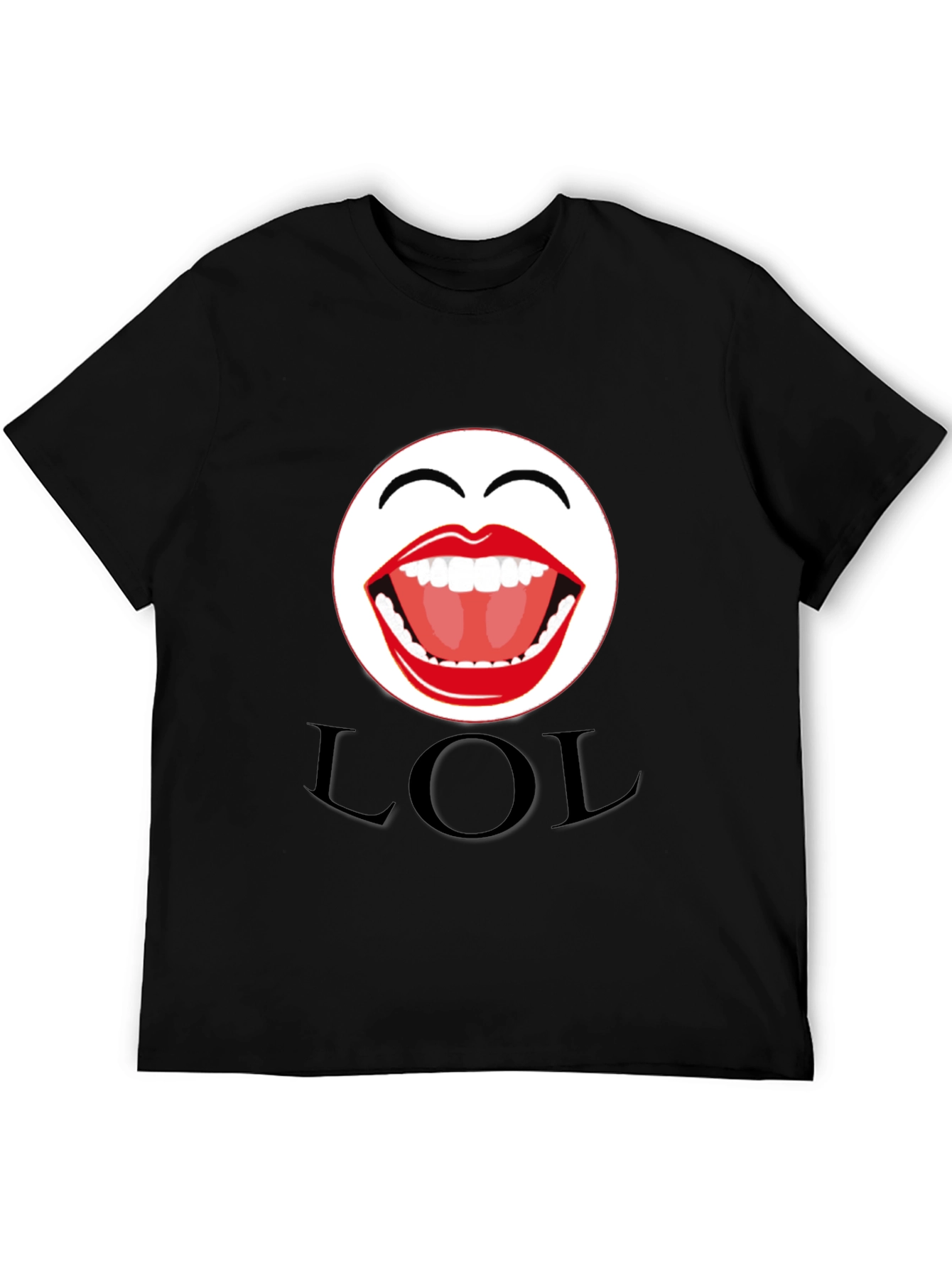 LOL Emoji Graphic Print Black T-Shirt
