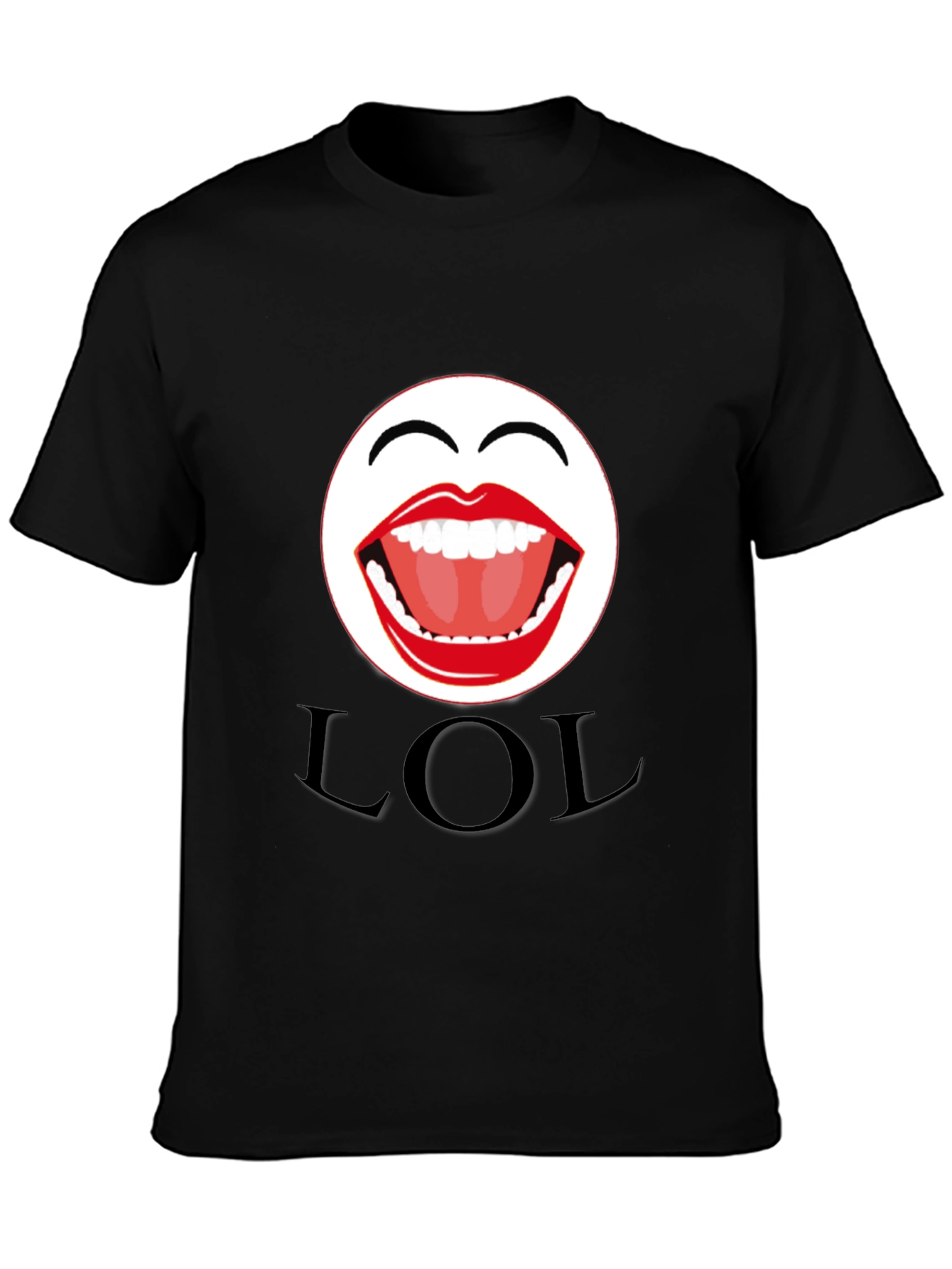 LOL Emoji Graphic Print Black T-Shirt