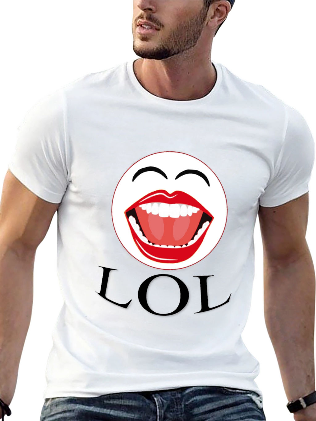 LOL Emoji Graphic Print Black T-Shirt